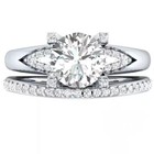 Round Cut 2 50 Carat Moissanite Bridal Set Engagement Ring Solid 14k White Gold