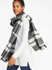 Nwt Old Navy Long Flannel Blanket Scarf Wrap Shawl Pashmina Tartan Black Plaid