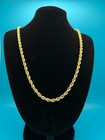Men s Rope Chain Necklace 14k Real Gold Plated Stainless Steel - 4mm Waterproof