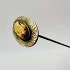Antique Victorian Gold Front Citrine Glass  Hat Stick Pin Faceted Unsigned Read