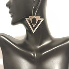 Taxco Mexico Rodolfo Espinoza Signed 925 Black Onyx Modernist Geometric Earrings