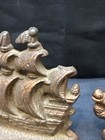 Pair Antique Cast Iron Sailboat Book Ends  2 Ship Book Ends   read 