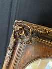 Antique Large Victorian Woman Carved Art Print Ornate Oak Floral Vintage Frame