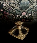 Pretty Vintage Art Nouveau Style Gold Enamel Flowers Glass Perfume Bottle