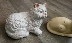 Vintage Cat Kitten Figurine Tan Porcelain Ceramic Medium
