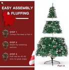 6 Ft Artificial Realistic Holiday Christmas Tree White Snow Pinecones Decorated 