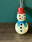 Lot Of 4 Vintage Wooden Snowman Christmas Ornaments Hand Painted 2   