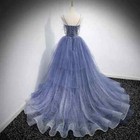 Evening Dresses Spaghetti Straps Beads Prom Birthday Party Gowns Court Train