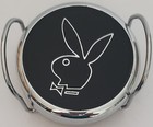 Vtg Playboy Leather And Chrome Coasters With Chrome Rack 