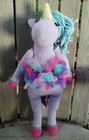 Handmade   rochet Plush Tutu Unicorn Nursery Pillow Lovey Doll Baby Purple Knit