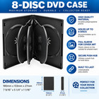 Standard Black 8 Disc Dvd Replacement Case 27mm 3 Trays Clear Sleeve Movie Case