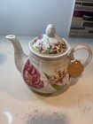 Kent Pottery Ashley Grace Collection Pink   White Floral Teapot White New