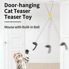 Cat Kitty Teaser Toys Retractable Door Hanging Mouse Interactive Pet Wind Plush