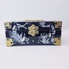 Vintage Chinese Jewelry Box Black Lacquer Brass Bound   Mother Of Pearl Inlay