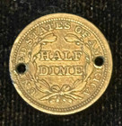 1854 Liberty Seated Silver Half Dime W arrows - Vf Details Holed
