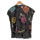 Bitte Kai Rand Linen Top Lagenlook Artsy Small Black Gray Floral Sleeveless Boho