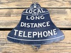 Vintage Local And Long Distance Telephone Pump Station Porcelain Oil Gas Sign