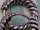 David Yurman 925 Sterling Silver 7mm Pav   Huggie Hoop Earrings 
