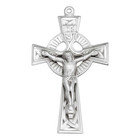  925 Sterling Silver Irish Celtic Crucifix Medal Pendant Necklace  24  Chain