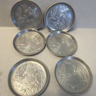 Set Of 6 Vintage Aluminum Coasters Barware 1950s  Unbranded Mallard Duck   Stork