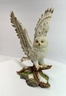 Homeco Masterpiece Porcelain Snowy Owl Arctic Flight Figurine Bird Vintage Euc