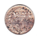 1895 Great Britain Victoria Sterling Silver Threepence 