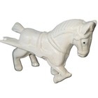 Vintage Cast Iron Horse Drawn Fresh Milk Wagon Figurine White Red Black 7 Inch