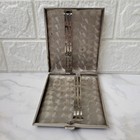 Vintage Metal Striped Cigarette Case W  Blank Monogram Plate Card Holder Wallet