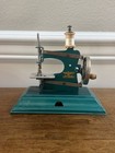 Vintage Casige Childs Toy Sewing Machine Britsh Zone Germany Turquoise Green