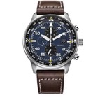 Men s Aviator Chronograph Black Dial Eco-drive Watch New Luxury Calendar Quartz