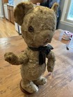 Antique 12  Button-eyed Teddy Bear With Sash Early 20th Century Possible Steiff 
