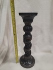 Pair Of Barley Twist Single Pillar Carved Wood  Candle Holder  Hand Stained  