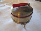 Vintage Art Deco Metal Boudoir Powder Box W  Hand Mirror Lid 1930   s 5 25  T