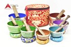 Set Of 7  Colors Chakra-healing Tibetan-singing-bowl Meditation With Carry Box 