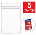 5 Pack Vertical Clear Plastic Id Card Badge Holder Waterproof Business Case Pcs