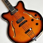 Electric Bass 4 String  Two Pickups Semi-hollow Archtop Slim Body Vintage Looks