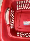 Vntg Rubbermaid Translucent Red Laundry Basket 2874 1996 Through Handles Sturdy