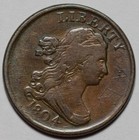 1804 Draped Bust Half Cent - Plain 4 stemless - Graffiti - Us 1 2c Copper Coin