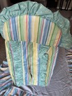 Vintage 90s Pastel Nursery Stripe Ruffle Crib Skirt And Diaper Stacker 90s