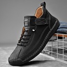 Men s Handmade Genuine Leather Casual Shoes Low-top Comfortable Lace-up Footwear