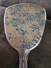 Vintage Hand Held Dresser Vanity Mirror And Brush Gold Tone   Blue 1950 s 