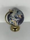 World Globe Brass Stand Rotating Geography Ocean Desktop Classroom 12    Gold blue