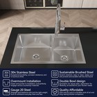 Cozy Stainless Steel Kitchen Sink  32  Double Bowl In Brushed Nickel Ssbr03