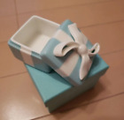 Tiffany   Co Mini Blue Bow Trinket Gift Box Porcelain Ribbon 5 X 5 X 4cm
