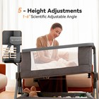 Babyboat Baby Bedside Bassinet 3 In 1 Collapsible Portable 5 Height Adjustable