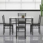 5 Pc Dining Set Glass Top Table And 4 Chairs Kitchen Room Furniture