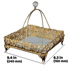 Fancy Perfume Trays For Dresser  Square Mirror Bathroom Vanity Tray  Gold  Small