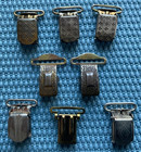 8 Antique Vtg Metal Suspender Garter Clips Clasps - Some W  Patents