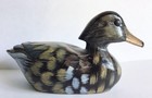 Hand Carved   Painted Miniature Wooden Duck Decoy Rare-signed By Glenn Huffman