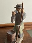 Vintage 1988 Roy Pace Tennessee Folk Art Wood Carving Farmer W Broken Off Scythe